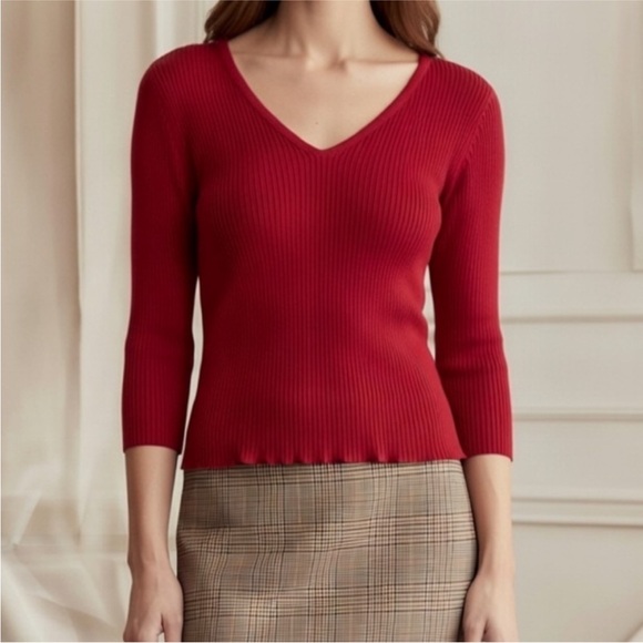 Ralph Lauren 90s Ribbed V-Neck Sweater - Picture 2 of 15